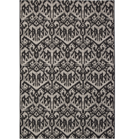 Carpete In & Out Ethnic Chenille Geometrico Preto Cinzento 123x180